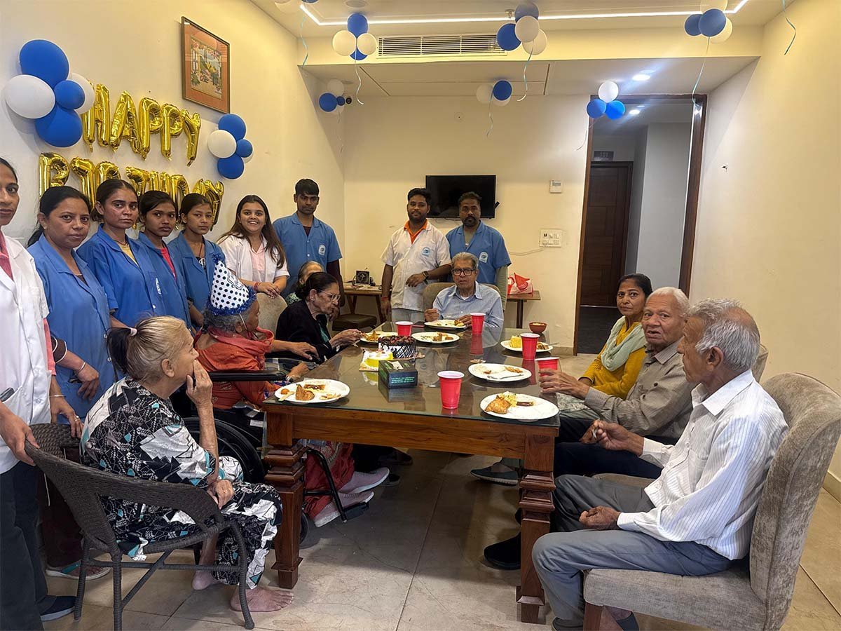 Residents celebrating a birthday together at Vintage Care Home - 1, Mohali